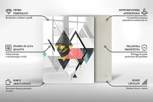Glasskärbräda med motiv av målade trianglar