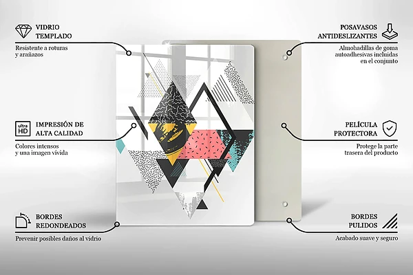 Glasskärbräda med motiv av målade trianglar