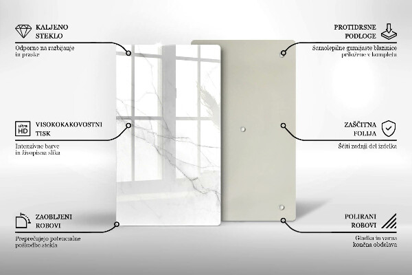 Glasskärbräda Delikat vit marmor