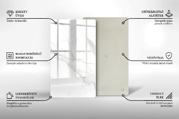 Glasskärbräda Delikat vit marmor
