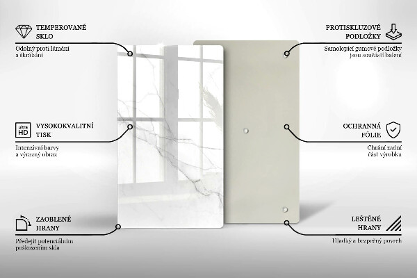 Glasskärbräda Delikat vit marmor