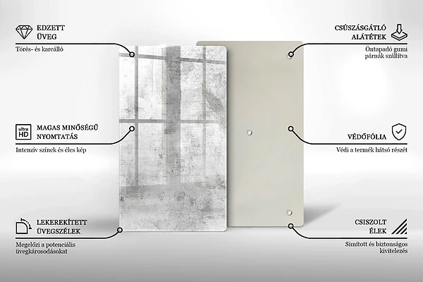 Glasskärbräda med betongmönster