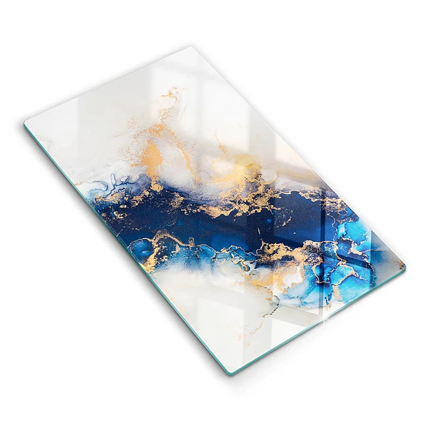 Glasskärbräda med abstrakt blått motiv