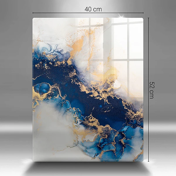 Glasskärbräda med abstrakt blått motiv