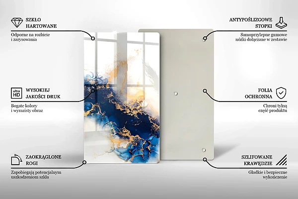 Glasskärbräda med abstrakt blått motiv