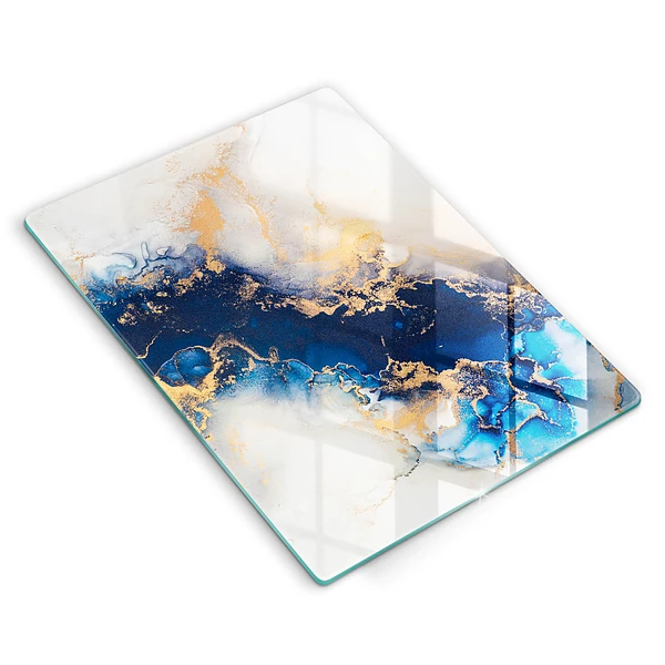 Glasskärbräda med abstrakt blått motiv