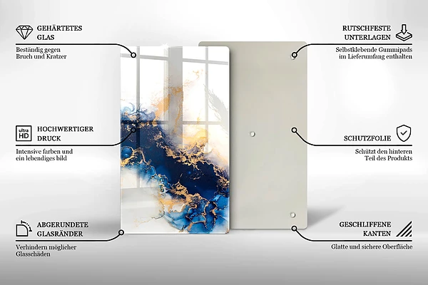 Glasskärbräda med abstrakt blått motiv