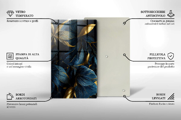 Glasskärbräda Dekorativa blad med guld