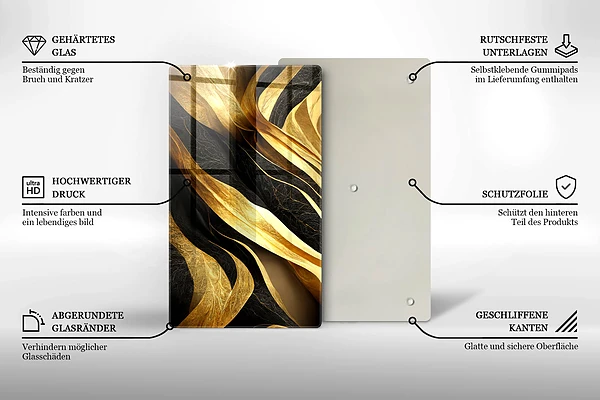 Glasskärbräda med elegant abstrakt motiv