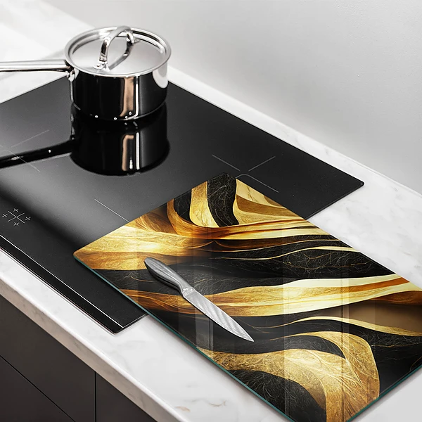 Glasskärbräda med elegant abstrakt motiv