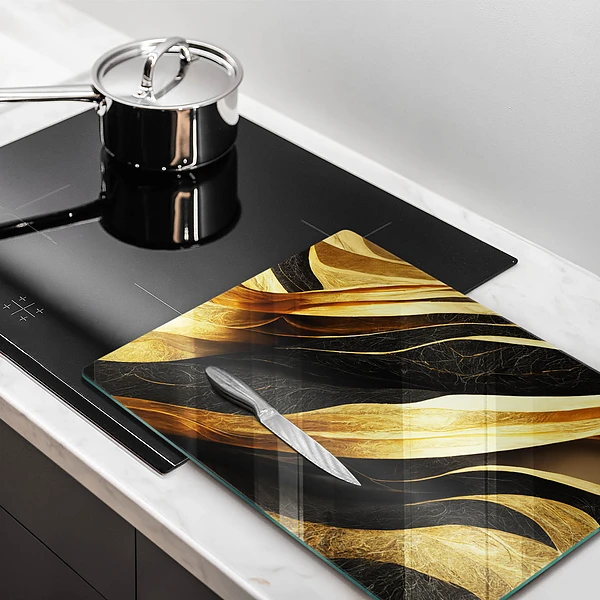 Glasskärbräda med elegant abstrakt motiv