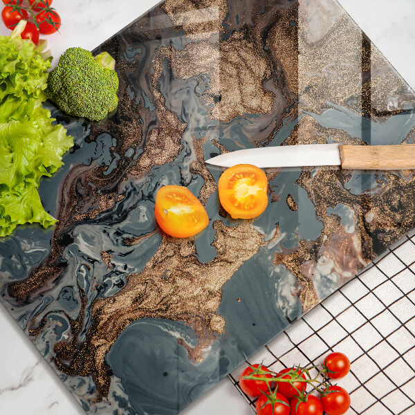 Glasskärbräda Prydnadssten med guld