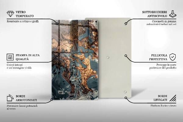 Glasskärbräda Prydnadssten med guld