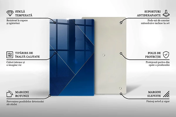 Skärbräda i glas med modernt bakgrundsmotiv