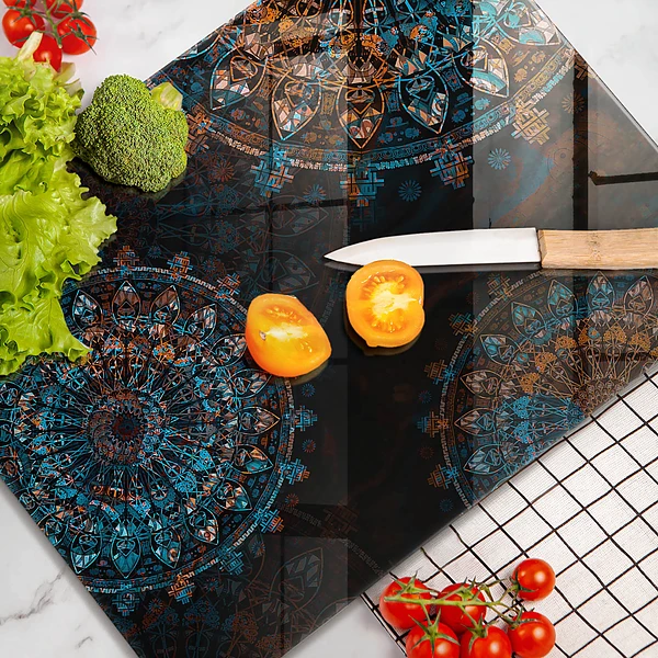 Glasskärbräda med bohovintage motiv