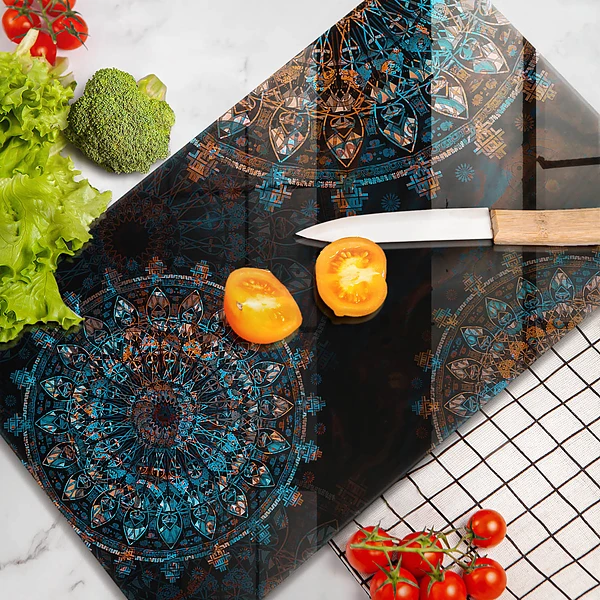 Glasskärbräda med bohovintage motiv