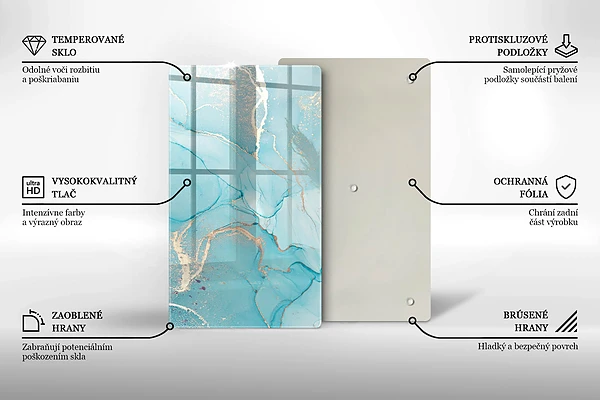 Glasskärbräda med abstrakt stenmotiv