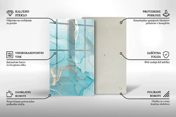 Glasskärbräda med abstrakt stenmotiv