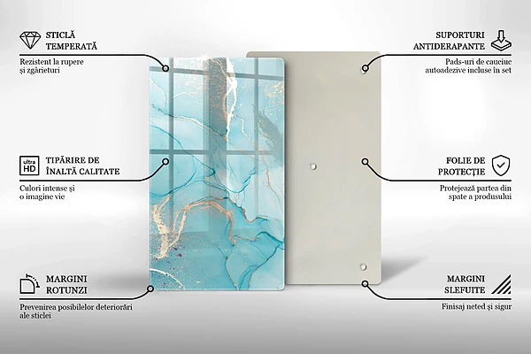Glasskärbräda med abstrakt stenmotiv