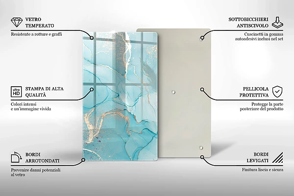 Glasskärbräda med abstrakt stenmotiv