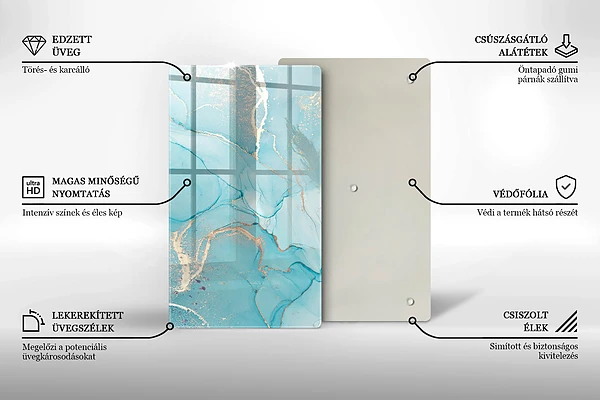 Glasskärbräda med abstrakt stenmotiv