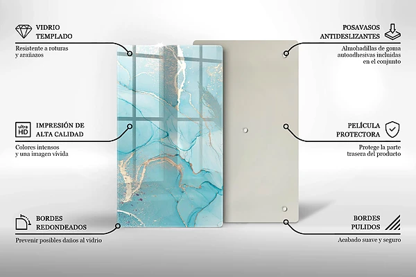Glasskärbräda med abstrakt stenmotiv