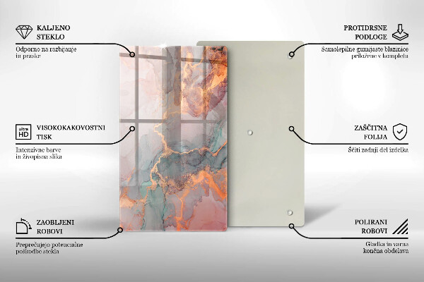 Glasskärbräda Marmor med guld