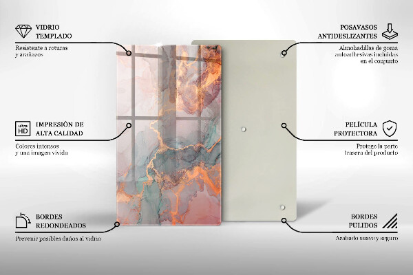 Glasskärbräda Marmor med guld