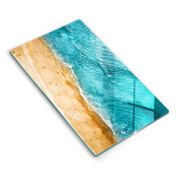 Glasskärbräda med motiv av strand och hav