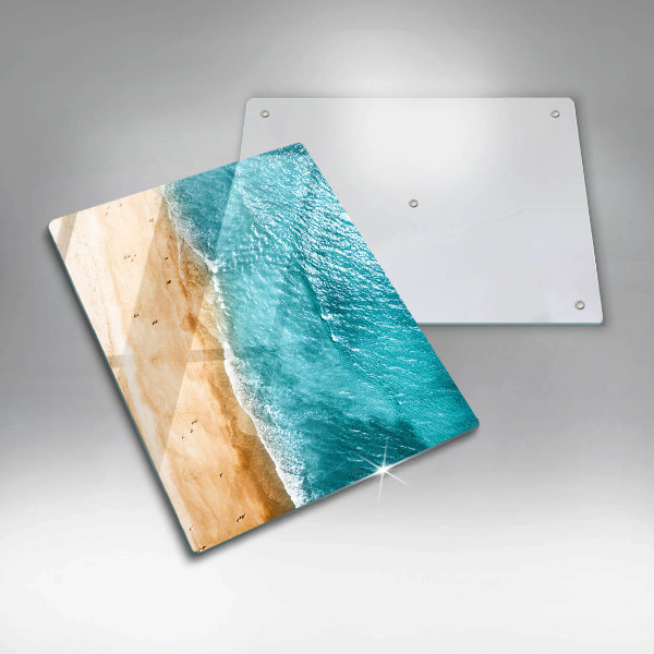Glasskärbräda med motiv av strand och hav