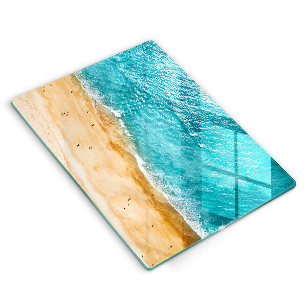 Glasskärbräda med motiv av strand och hav