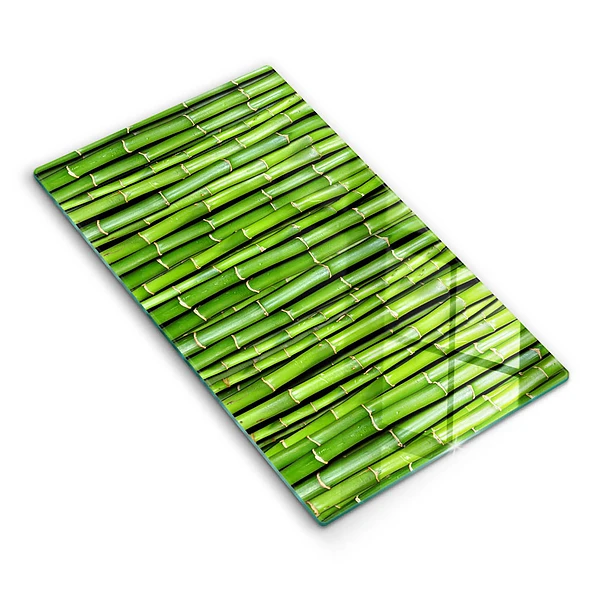 Skärbräda i glas med naturmotiv av bambu