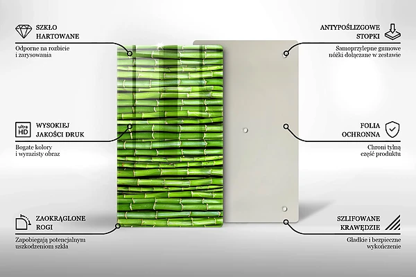 Skärbräda i glas med naturmotiv av bambu