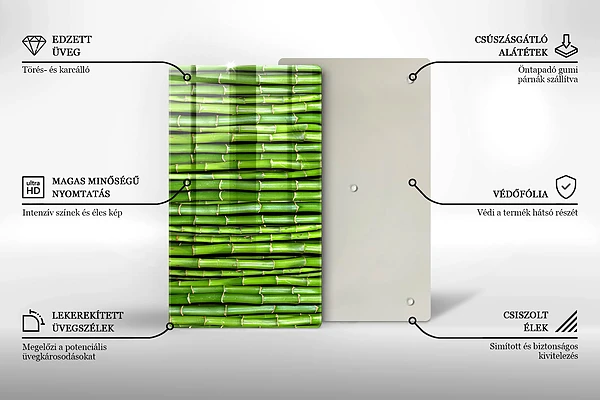 Skärbräda i glas med naturmotiv av bambu