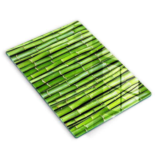 Skärbräda i glas med naturmotiv av bambu