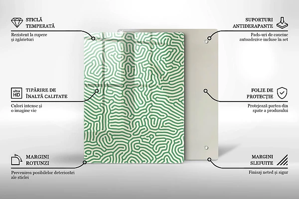 Skärbräda i glas med naturmotiv av bambu