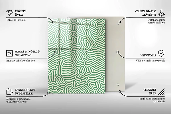 Skärbräda i glas med naturmotiv av bambu