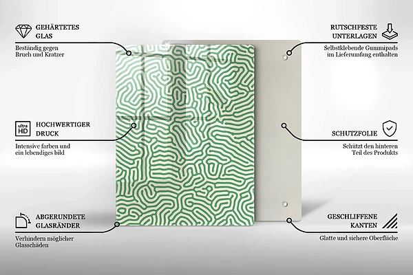 Skärbräda i glas med naturmotiv av bambu