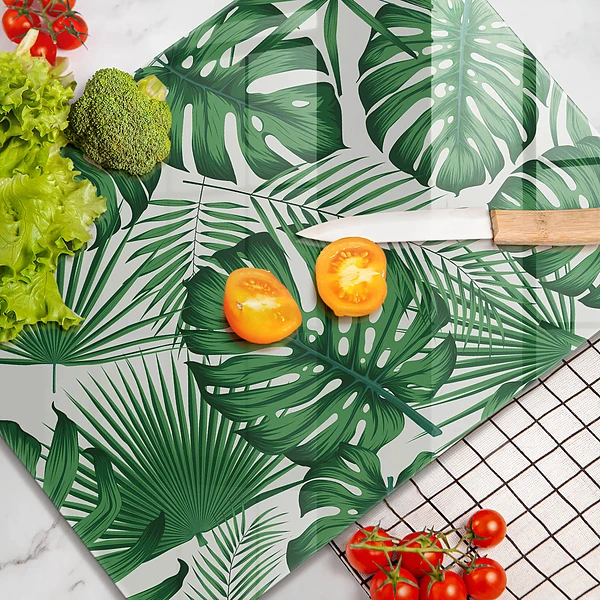 Glasskärbräda med Monstera-motiv