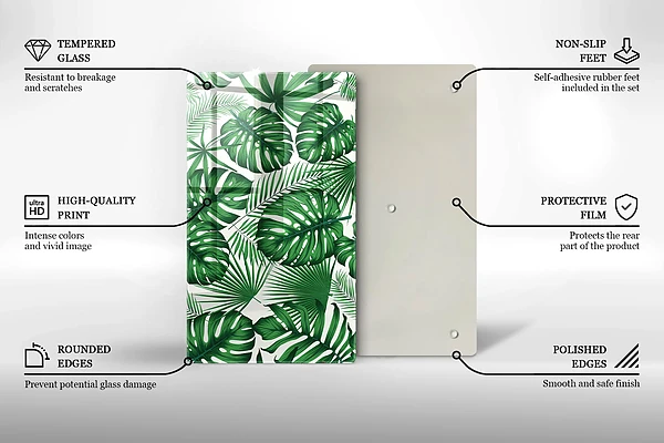 Glasskärbräda med Monstera-motiv