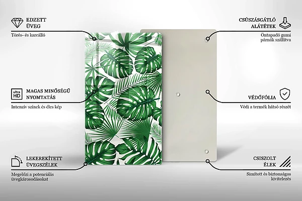 Glasskärbräda med Monstera-motiv