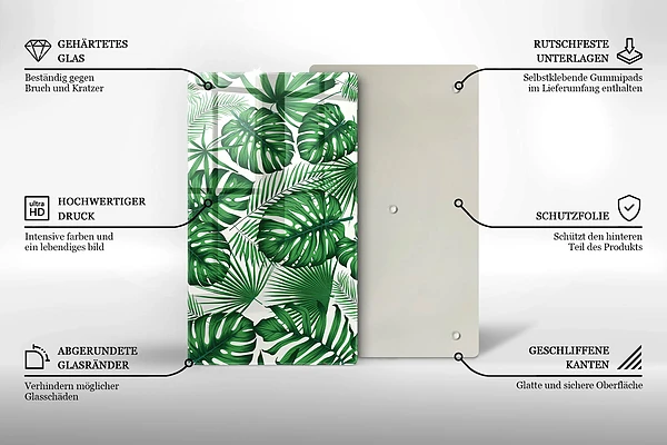 Glasskärbräda med Monstera-motiv