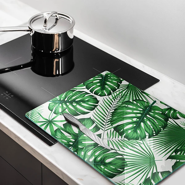 Glasskärbräda med Monstera-motiv