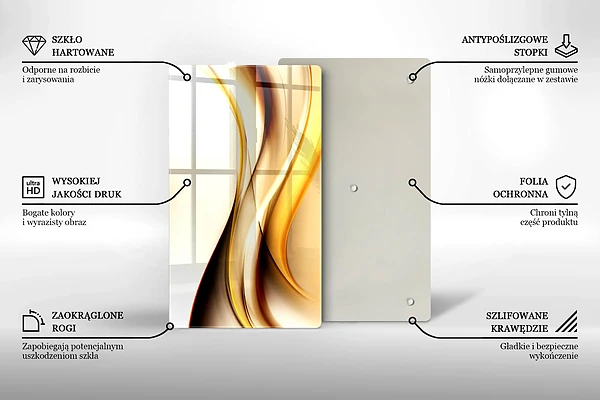 Glasskärbräda med abstrakt motiv av röklinjer