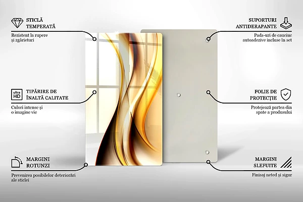 Glasskärbräda med abstrakt motiv av röklinjer