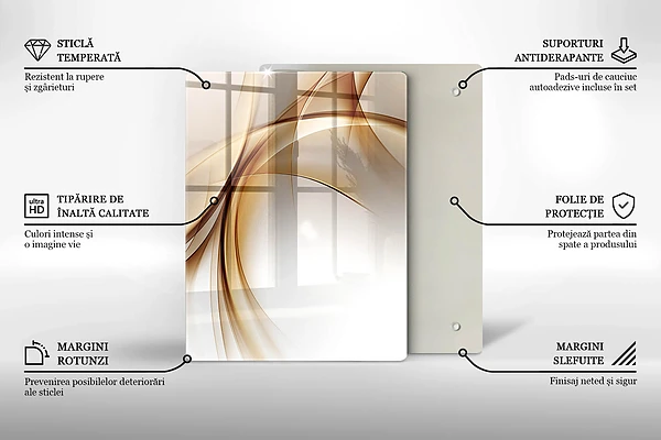 Glasskärbräda med motiv av vårrosa blommor
