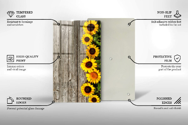 Glasskärbräda Solrosor på brädor