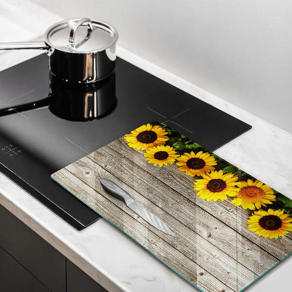 Glasskärbräda Solrosor på brädor