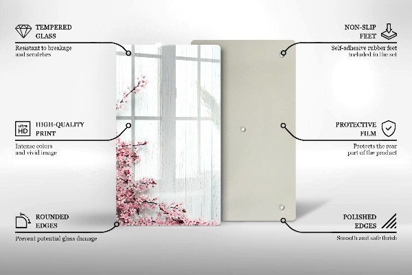 Glasskärbräda med blommotiv