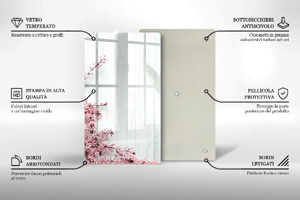 Glasskärbräda med blommotiv